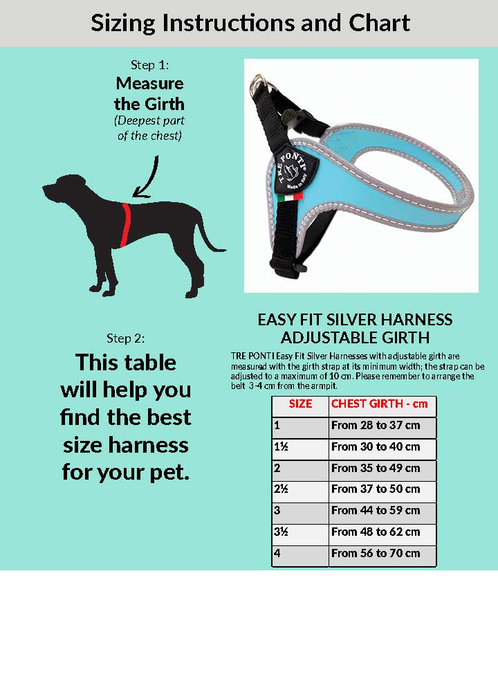 Easy Fit Light Blue Harness with Adjustable Girth