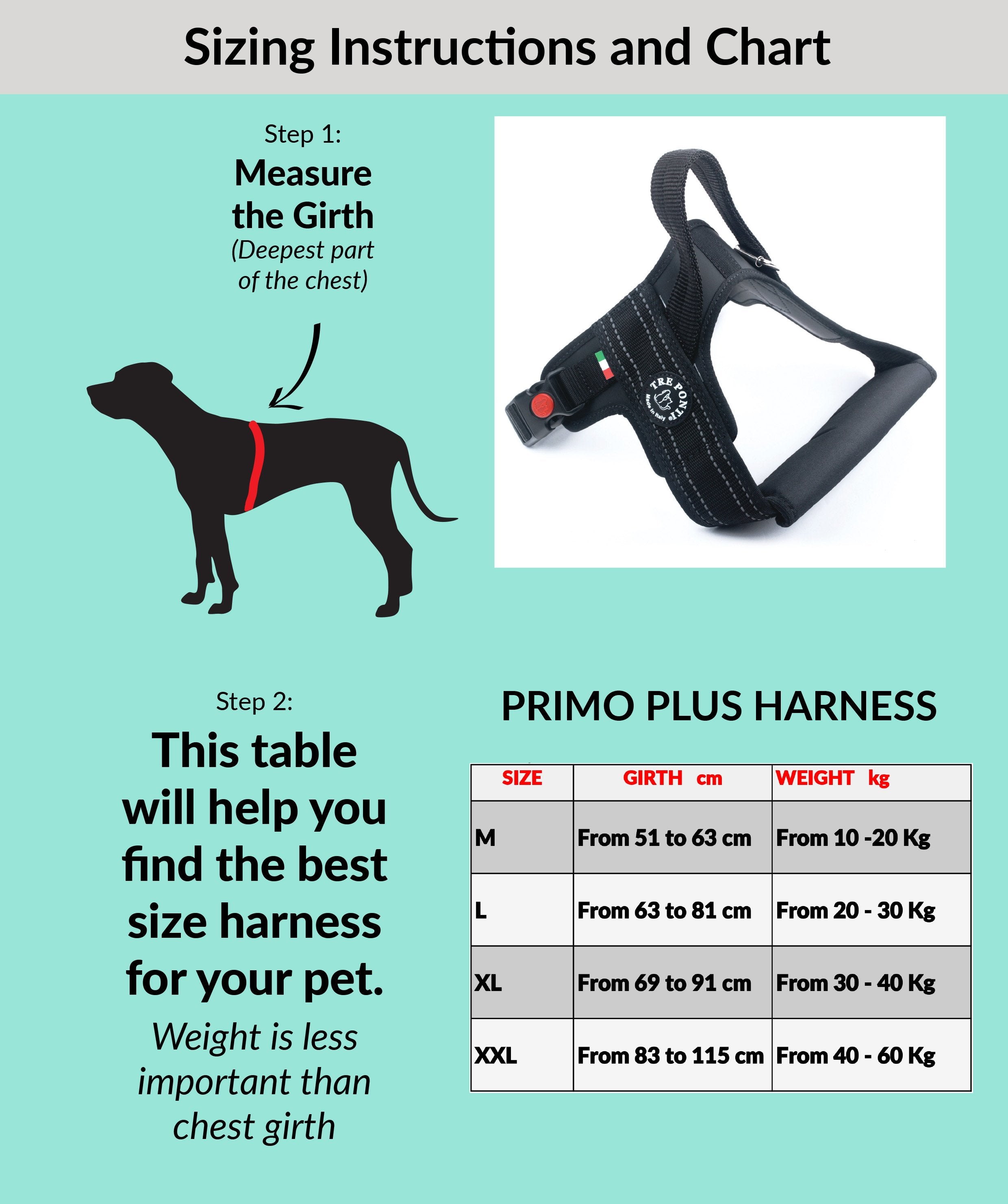 Primo Plus Onyx Black Reflective Harness with Handle