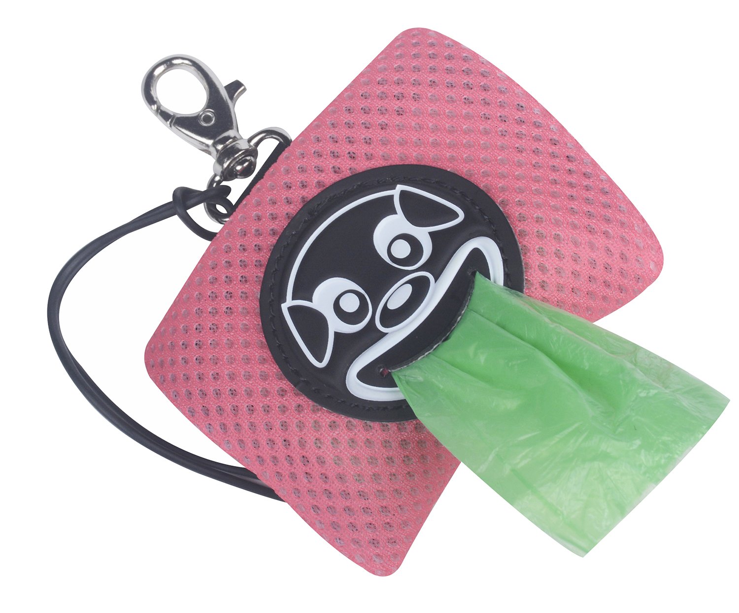 Mesh Smiley Dog Poo Bag Dispenser Fluo Pink