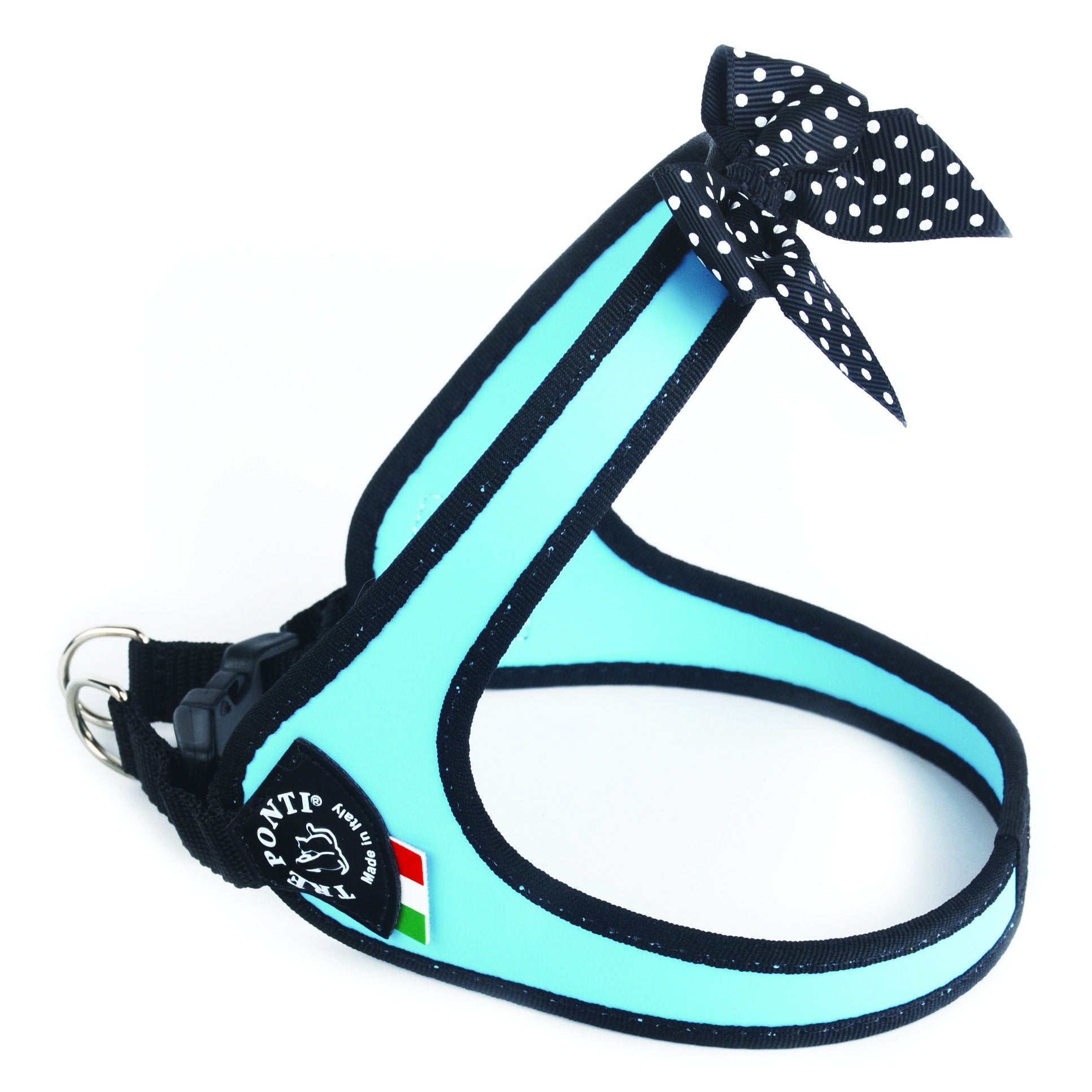 Easy Fit Fashion Light Blue Harness with Polka Dot Bow